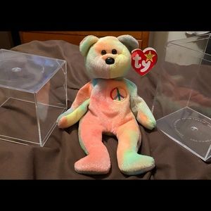“Peace“ Beanie Bear,Born February 1,1991, rainbow!